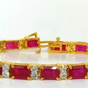 GIA 18KT 23.46CT NATURAL RUBY DIAMOND BRACELET
